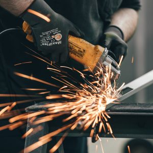 Sparks coming from angle grinder