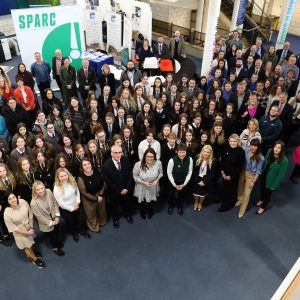 Fay Jones MP with SPARC Alliance members, Employers, pupils from secondary schools across Pembrokeshire and Pembrokeshire College Principal Barry Walters