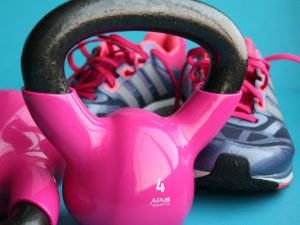 Kettle bells and trainers.