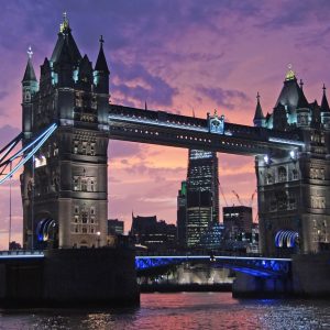 Tower Bridge at night, London.