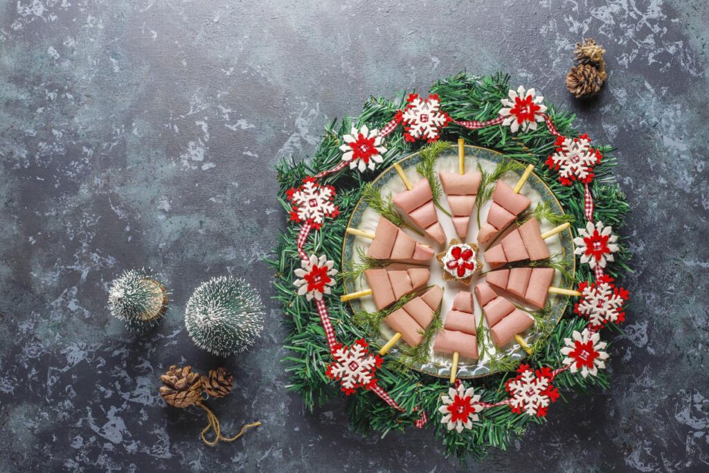 Christmas tree shaped snacks.