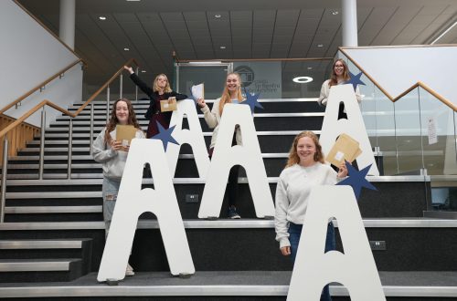 A-level Students on results day