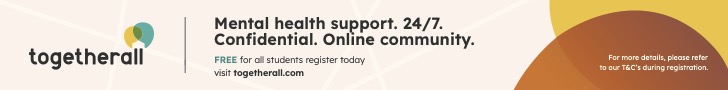 TogetherAll, Mental health support. 24/7. Confidential. Online community. Free to all students.