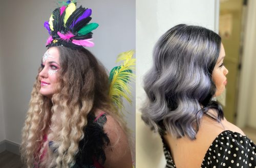 Holly Maithas and Leah Rees with styled hair and make-up.