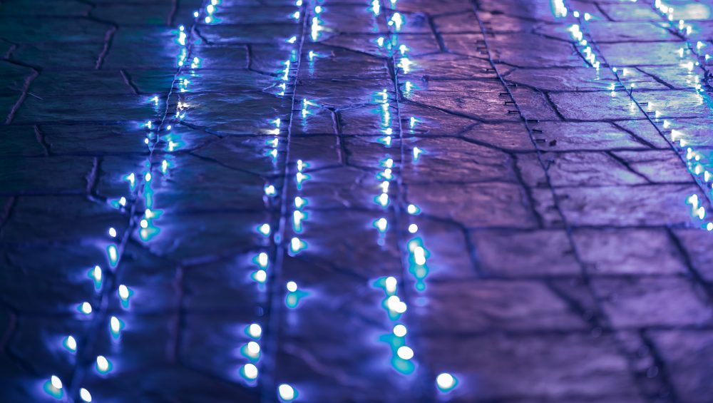 Floor lit by led lights.