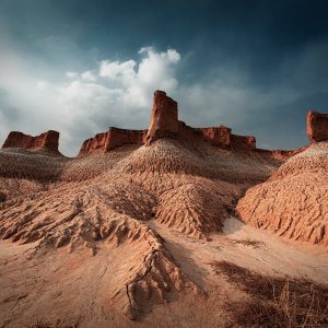 Unique mountain landscape in desert.