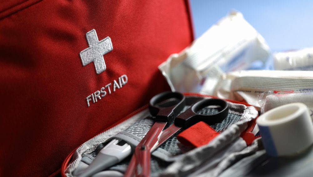 First aid articles close up