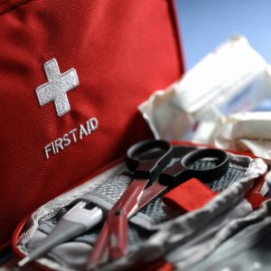 First aid articles close up