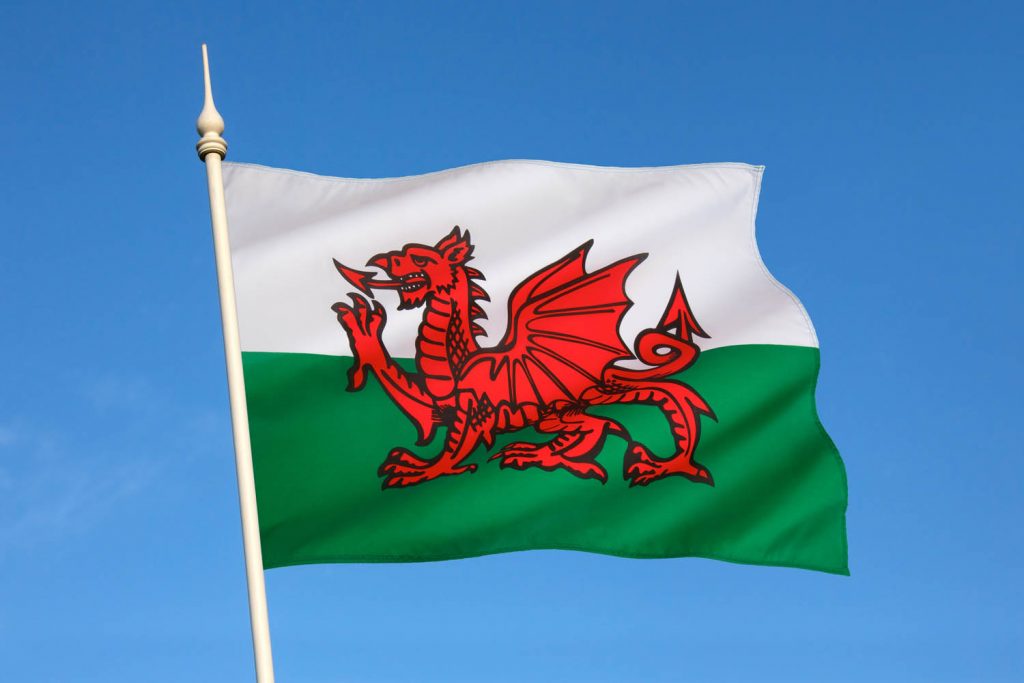 Welsh flag - red dragon on a white and green background.