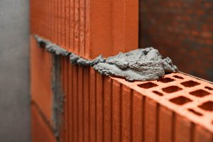 Close up of plaster between bricks