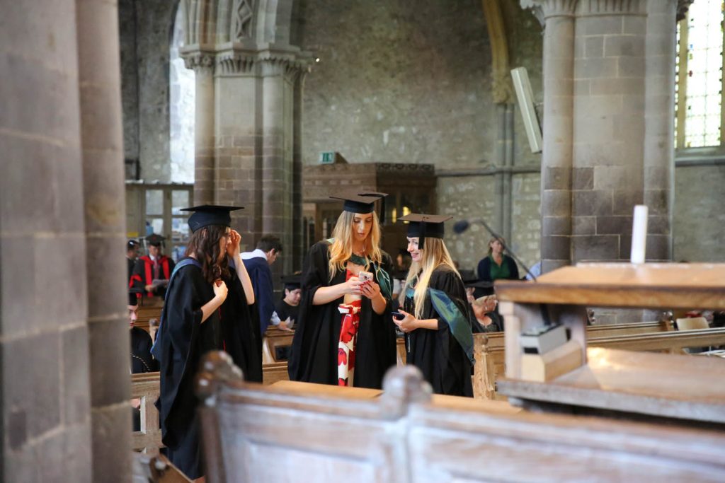 learners in St Davids Cathedral for Graduation ceremony