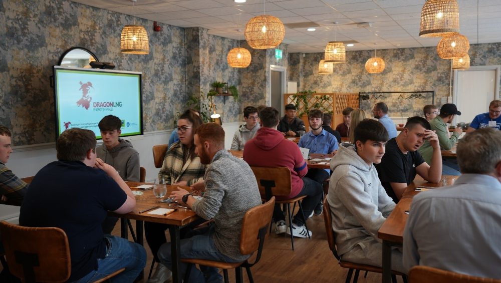 Learners in restaurant at employers lunch
