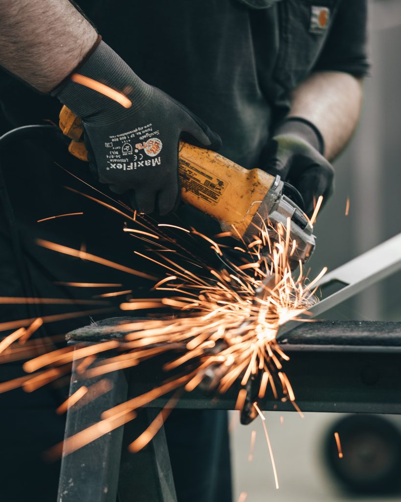 Sparks coming from angle grinder