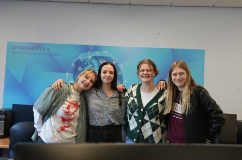 Female computing learners in classroom