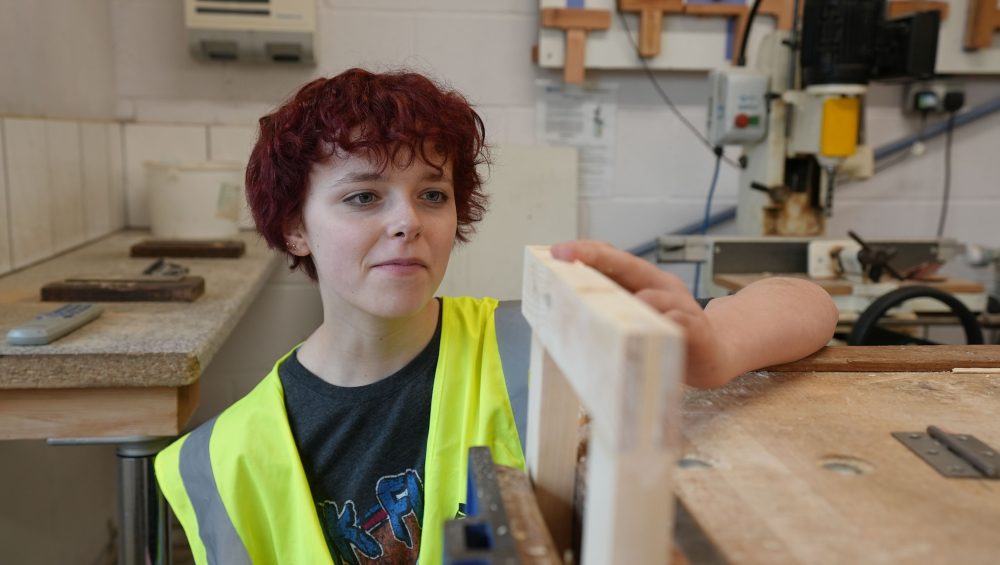 Tara in Carpentry Workshop