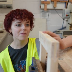 Tara in Carpentry Workshop