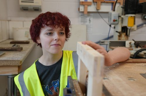 Tara in Carpentry Workshop