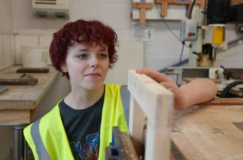 Tara Andrews in Carpentry Workshop