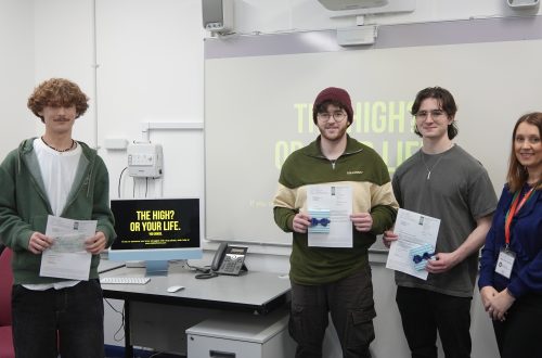 Creative media learners with Pembrokeshire County Council Road Safety Officer.