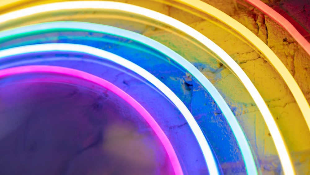 Rainbow of neon lights.