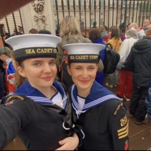 Maisie left at the King’s Coronation dressed in her Sea Cadets uniform