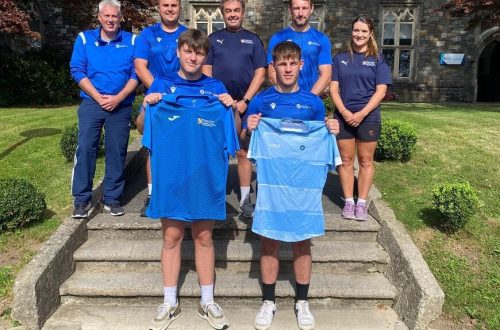 Staff and students outside