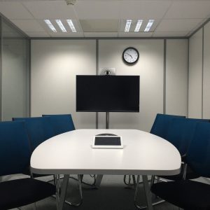 Meeting room set up for a web meeting
