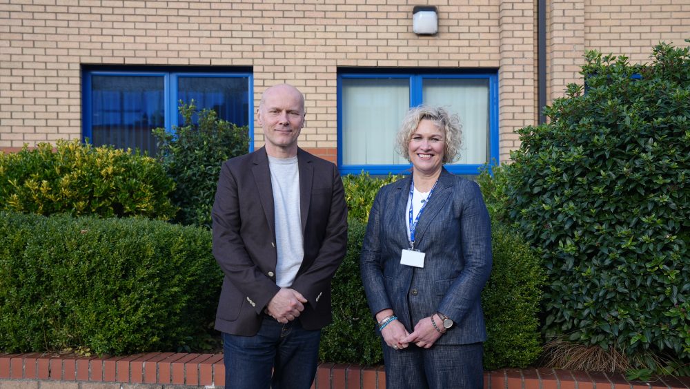 Architect Michael Pawlyn and Head of Built Environment Wendy Weber stood smiling