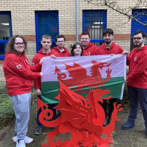 Foundation Skills Finalist pictured with the Welsh Flag