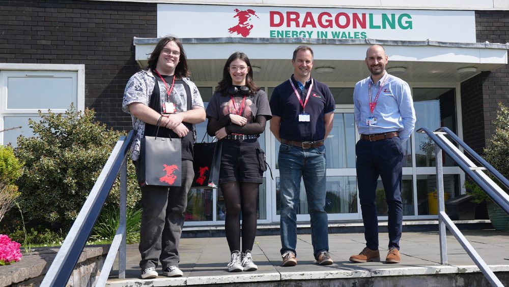 Studens stood outside dragon LNG Terminal