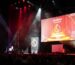 Stage with large screen with text Gwobrau Awards 2025