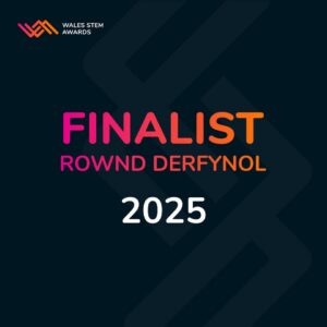 Wales Stem Awards logo with text: Finalist 2025