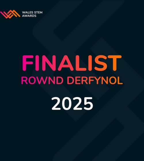 Wales Stem Awards logo with text: Finalist 2025
