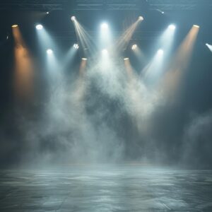 stage with spotlights and smoke effetcs